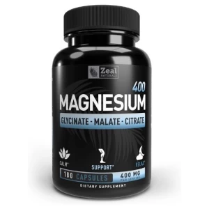 Glicinato de magnesio quelado premium, malate, citrato (400 mg | 180 cápsulas)