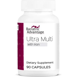 "Suplemento diario de alta potencia con hierro Bariatric Advantage Ultra Multi para pacientes de cirugía bariátrica, con 22 vitaminas y nutrientes esenciales - 90 cápsulas, 30 porciones"