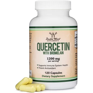 Quercetina con Bromelina - 120 cápsulas (1,200mg porción) para la salud inmunológica - Apoya las funciones inmunitarias saludables en hombres y mujeres (Vegano, fabricado en EE. UU., sin gluten) por Double Wood.