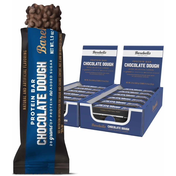 "Barras de proteína Barebells sabor a masa de brownie - 12 unidades, paquete de 2 - Bocadillos con 20g de proteína alta - Barra de proteína baja en carbohidratos con 1g de azúcares totales - El snack perfecto para llevar y como desayuno bajo en carbohidratos"