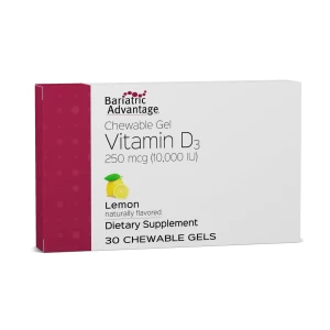 Vitaminas D3 Masticables 10,000 IU - Para Pacientes Bariátricos - Apoyo para la Salud Ósea - Sabor Agradable - Fácil de Usar - 30 Unidades