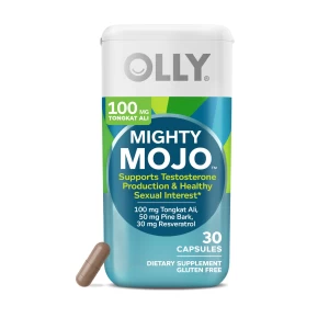 "Suplemento para hombres OLLY Mighty Mojo con Tongkat Ali, Resveratrol y Pine Bark, 30 cápsulas"