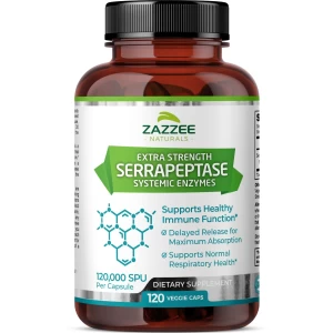 "Serrapeptasa Zazzee 120.000 SPU, 120 caps. veganas, 4 meses de suministro"