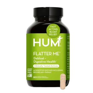 "HUM Flatter Me Enzimas Digestivas Veganas - Suplemento Anti Hinchazón para la Digestión, Alivio de la Hinchazón, Vientre Plano, Mujeres y Hombres (60 Porciones)"