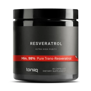 "Cápsulas de Resveratrol Ultra Puro Toniiq 98% - Altamente Bio-disponible - 60 cápsulas de Suplemento"