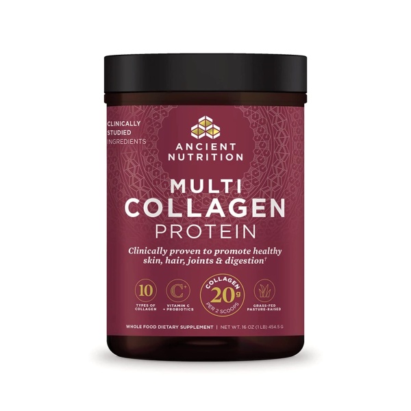 Colágeno en Polvo de Nutrición Antigua con Probióticos, Sin Sabor, 45 Porciones, Péptidos de Colágeno Hidrolizados que Benefician Piel y Uñas, Salud Intestinal, 16oz.