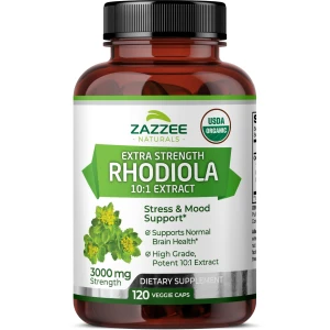 Cápsulas de Rhodiola Orgánica Zazzee de 3000 mg