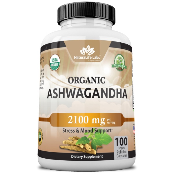 Cápsulas de Ashwagandha Orgánica 2100 mg en envase