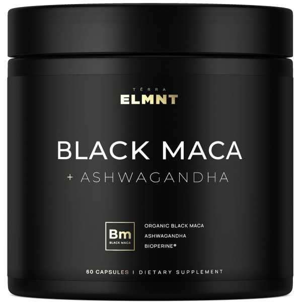 Cápsulas ELMNT 40,000mg con Raíz de Maca Negra Orgánica y Ashwagandha