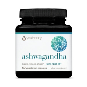 Cápsulas de Youtheory Ashwagandha 1000 mg para apoyo al estrés y cortisol