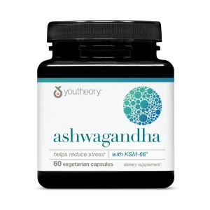 Cápsulas de Youtheory Ashwagandha 1000 mg para apoyo al estrés y cortisol