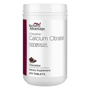 Frasco de Calcio Citrato Masticable Bariatric Advantage 500 mg Sabor Chocolate