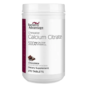 Frasco de Calcio Citrato Masticable Bariatric Advantage 500 mg Sabor Chocolate