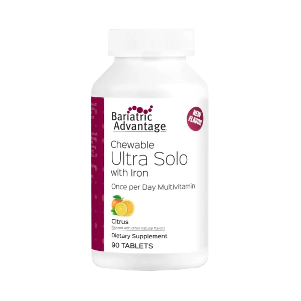 Multivitamínico masticable Bariatric Advantage Ultra Solo con Hierro - 90 tabletas sabor cítrico