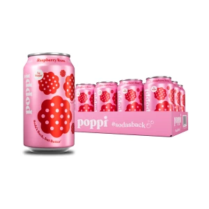Bebida prebiótica de vinagre de manzana, agua gasificada y jugo de frutas