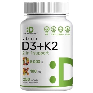 Imagen de suplemento vitamina D3 con K2 para huesos y sistema inmune