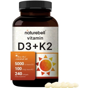 Imagen principal del suplemento NatureBell Vitamina D3 K2 para salud ósea y cardiovascular