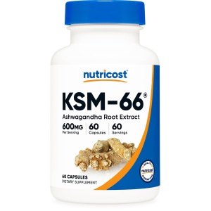 Botella de extracto de raíz KSM-66 Ashwagandha con 600mg y BioPerine